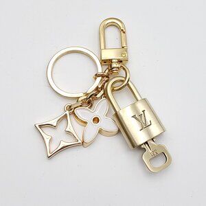 Authentic Louis Vuitton Lock & Key with Unbranded Flower Charm, Keychain
